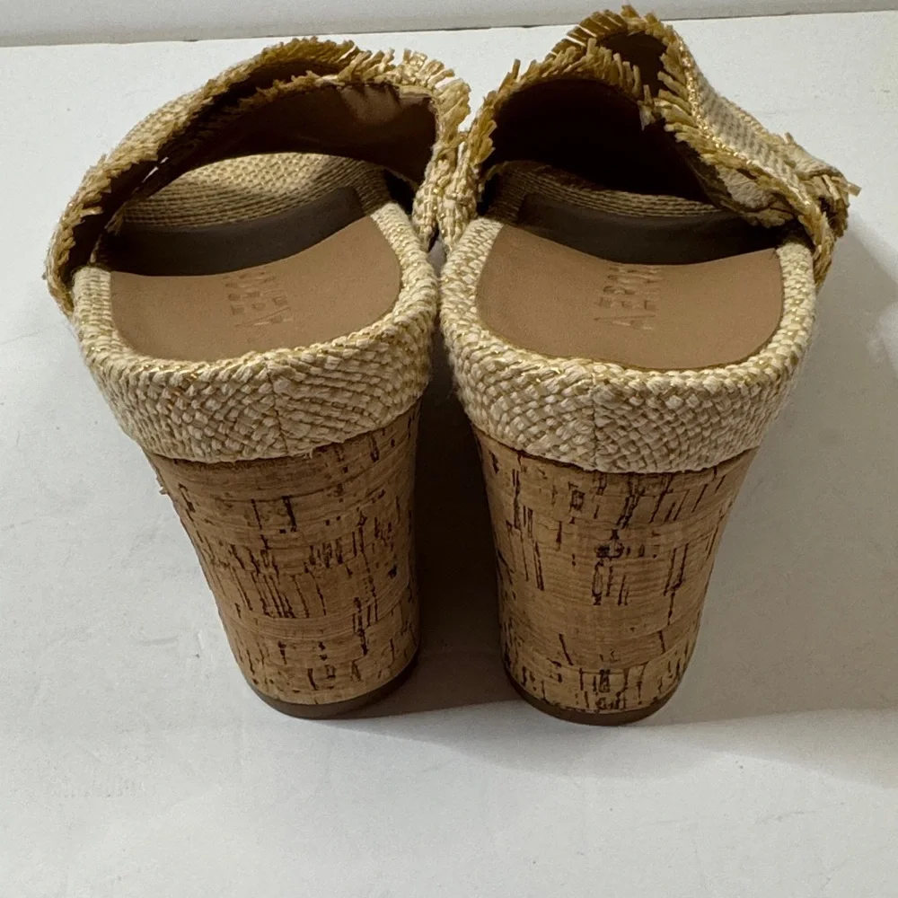 AEROSOLES Madina Sand Raffia Crisscross Wedge Size 11 NWOT